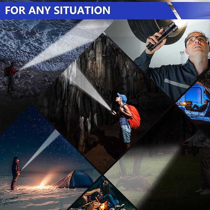 Esgofo Flashlights High Lumens Rechargeable, Super Bright Handheld LED Flash Light, Powerful Emergency Linternas, Waterproof, Long Lasting, for Hiking Camping Gift