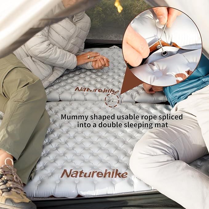 Naturehike Ultralight Insulated Sleeping Pad with R5.8, 3.2in Thickened Patchworkable Inflatable Double Sleeping Mat for Camping, Hiking, Climbing with Inflatable Bag