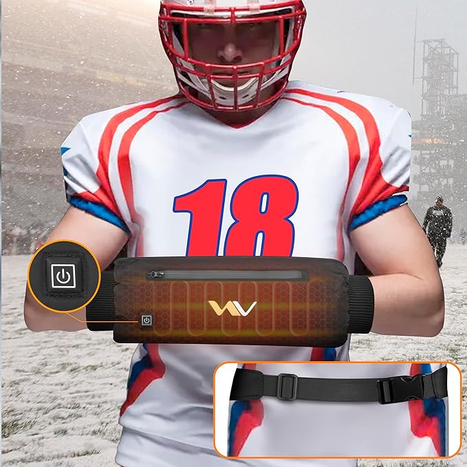 Heated Hand Warmer Pouch with Adjustable Belt, USB Powered Electric Heating Muff with 3-Temperature Settings for Instant Warmth, Weatherproof, Zipped Pocket. Power Bank not Included