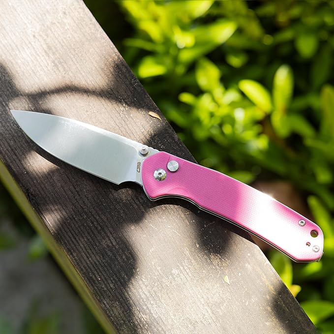 CJRB CUTLERY Pocket Knife Pyrite (J1925) EDC Small Folding Knife AR-RPM9 Steel Blade and G10 Handle Pink Outdoor for Women Men for Gifts