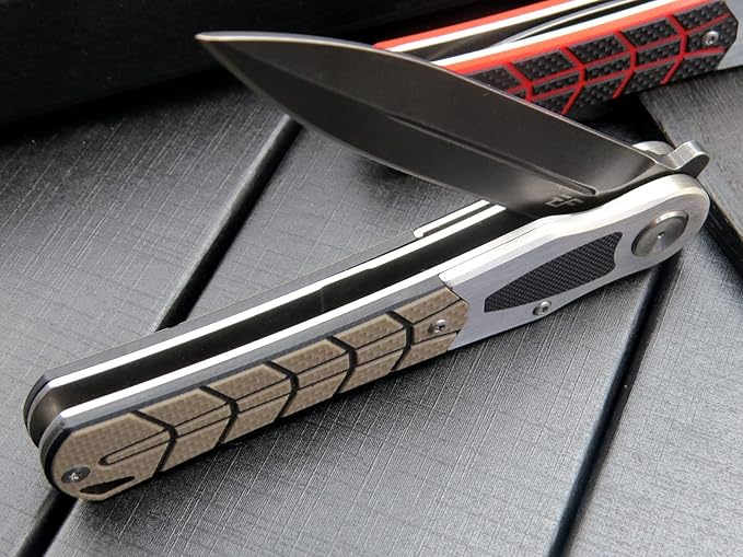 Eafengrow EF970 Folding Knife D2 Steel Blade G10 Handle EDC Tool Knife for Working Camping Hiking(Desert)