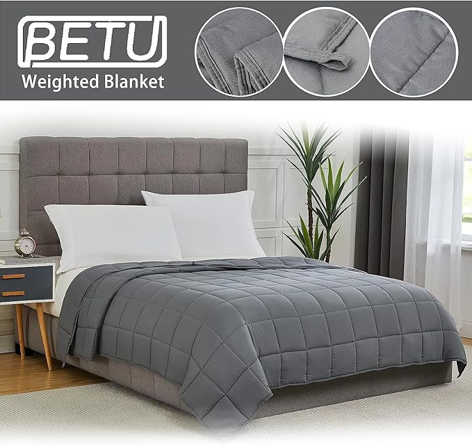Weighted Blanket for Adults (25lbs, 88"x104" Cal King) - Cooling Heavy Blanket for 220-280lbs with Premium Glass Beads - Soft Thick Big Blankets for All-Season Sleeping Comfort Breathable- Grey