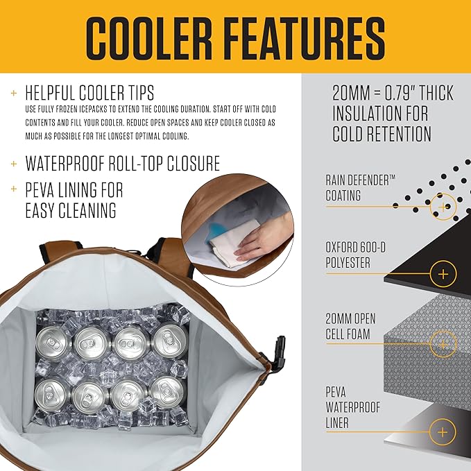 Carhartt Thick Foam Fully Insulated Cold Front Coolers, Premium Ice Retention, Durable Water Resistant Material W/Front Zippered Pocket