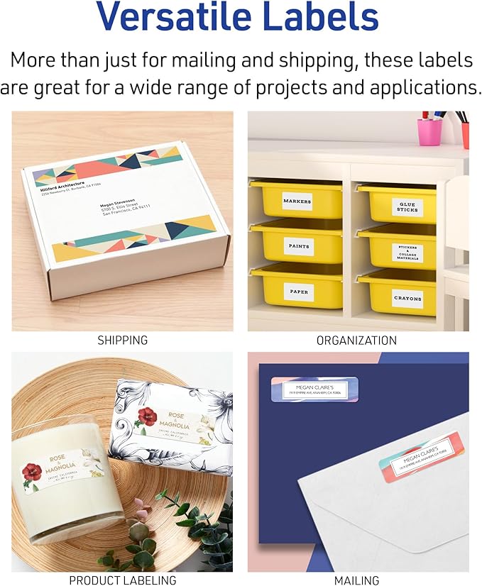 Avery Easy Peel Printable Address Labels with Sure Feed, 1" x 2-5/8" Customizable Stickers, White, 3,750 Blank Mailing Labels, Great for Mailing, Shipping, and More (5-Pack of 5260)