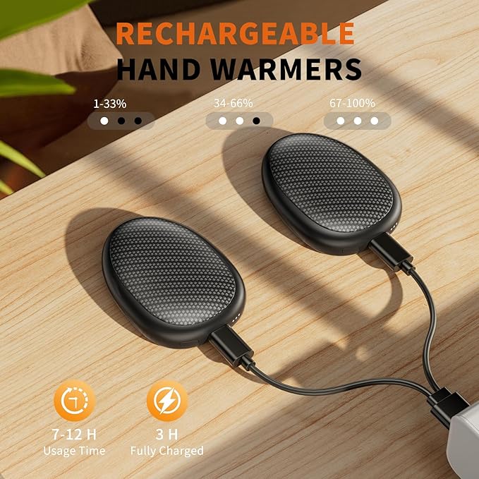 coldSky Rechargeable Hand Warmers 2 Pack, Magnetic 2-in-1 Reusable Electric Hand Warmer, 3 Heat Settings Portable Pocket Hand Heater Gifts for Women Men Christmas, Skiing, Camping, Hunting