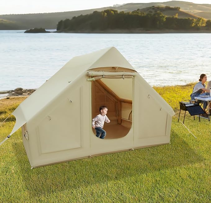4-6 Person Inflatable Camping Tent, Portability 4 Season Inflatable Tent with Hand Pump, Easy Setup, Waterproof Oxford Canopies for Hiking, Picnics, Camping, Outdoor Play