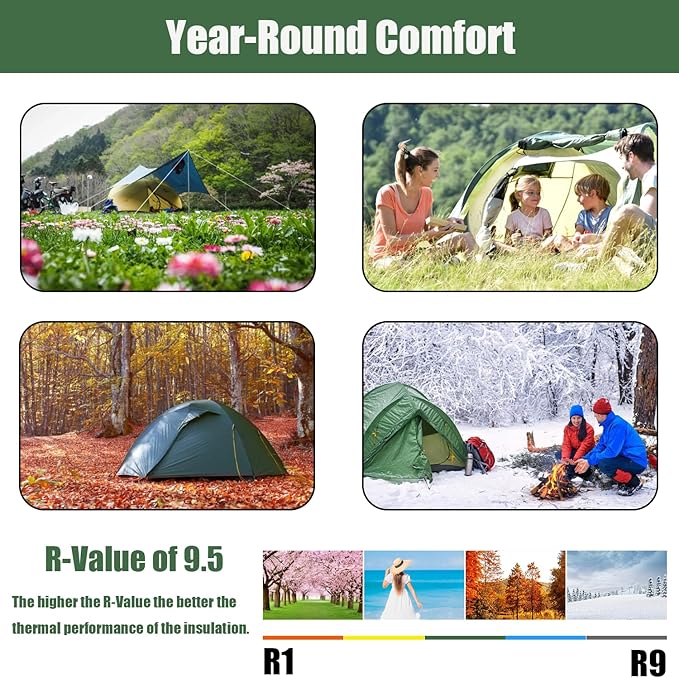 Self Inflating Sleeping Pad Lightweight Camping Pad with Built-in Pump, Easy Inflate & Deflate, Out-Door Ultra-Portable Camping Air Mat for Camping, Backpacking, Hiking, Tent Trap Traveling