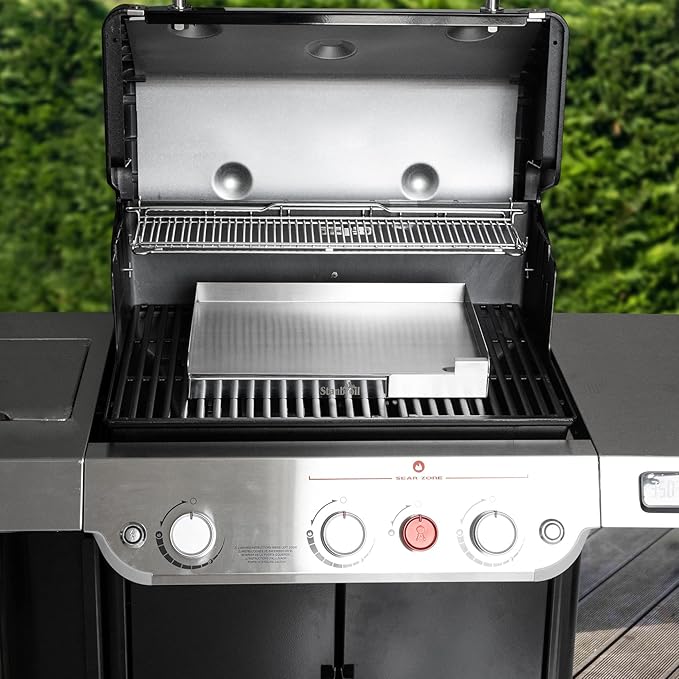 Stanbroil Universal Stainless Steel Grill Griddle with Even Heat Cross Bracing for BBQ Charcoal/Gas Grills, Camping, Tailgating, and Parties 18” x 12.5”
