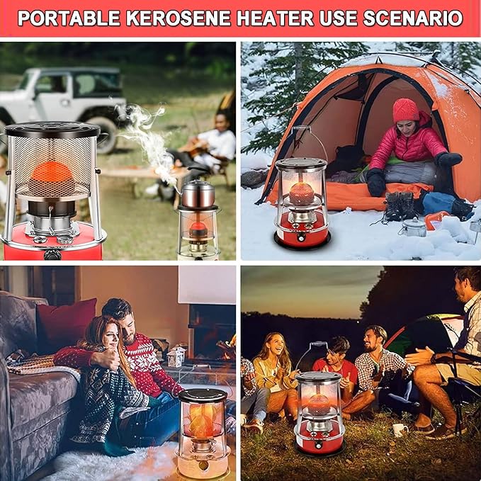 Kerosene Heater & Stove, Kerosene Heater for Indoor Use, 9000 BTU, Outdoor Camping Portable Camp Tent Heater for Ice Fishing, Hunting, Hiking, Survival Emergency & Patio(4.6L)