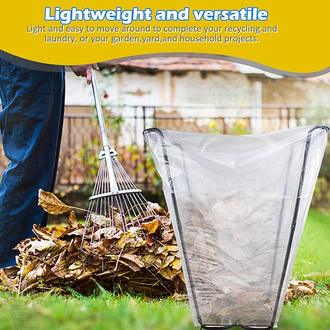 DOUBFIVSY Garden Trash Bag Holder, Heavy Duty Metal Outdoor Leaf Bag Holder Stand Holds 30-45 Gallon Garbage Bags, Multi-Use Bag Holder Frame for Leaves Camping Yard Weeding Lawn Party (2)