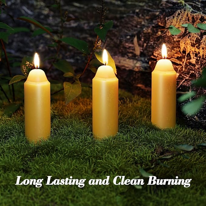 15-Hour Natural Pure Beeswax Candles for Candle Lanterns, Long Lasting Burning Candles Bulk for Camping, Emergency, Survival Emergency Preparedness (20)