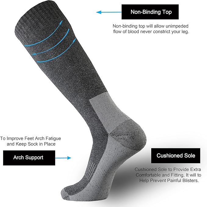 ONKE Max Full Cushion Knee High Socks for Men Steel Toe Work Boot Over the Calf OTC Moisture Wicking Thermal Hiking Hunting