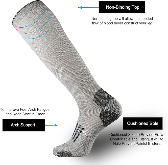 ONKE Max Full Cushion Knee High Socks for Men Steel Toe Work Boot Over the Calf OTC Moisture Wicking Thermal Hiking Hunting