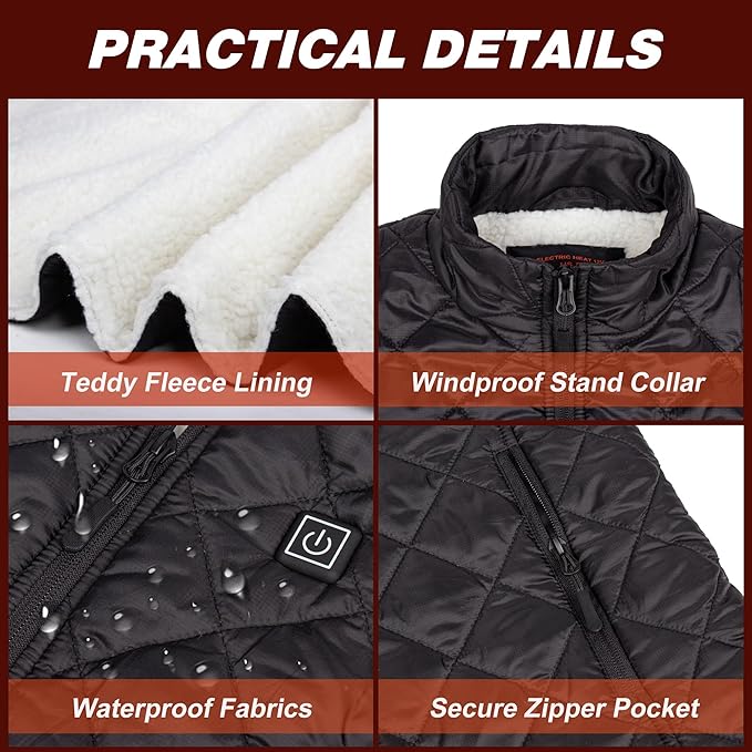 Heated Vest for Women with 12V 10000mAh Battery Pack, Women's Lightweight Electric Heating Vest Liner Winter Outdoor