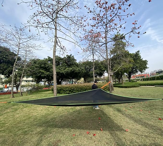 LUKETURE Triangle Camping Hammock, 13ft Multi Person Hammocks Max 1100 lbs for Outdoor Relaxing, Extra Large Hammock w/Ratchet/Webbing Straps (13ft-Triangle Camping Hammock)