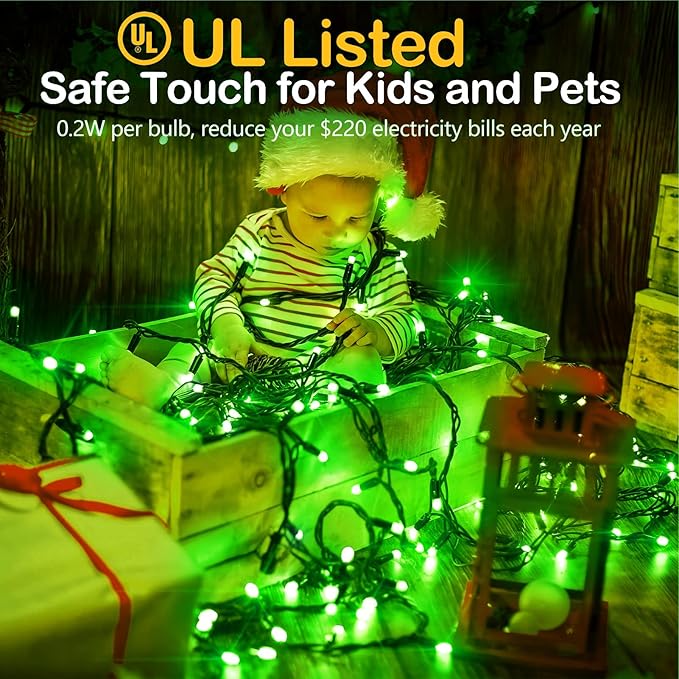 XURISEN 200FT Super Long String Lights, 500 LED 8 Modes & Memory Timer Plug in Twinkle Fairy Lights Decor for Home Xmas Party Wedding