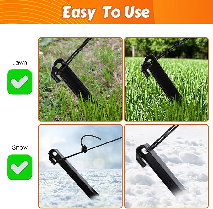 48 Pcs Inflatable Stakes, Plastic Ground Stakes Camping Tent Stake Inflatable Stake Fixing Inflatable Accessories with Hooks & Tethers for St Patricks Day Easter Outdoor Yard Party Garden Decor