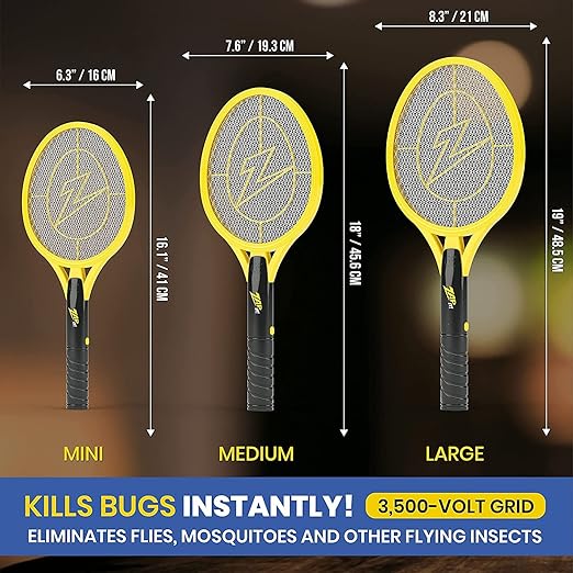 ZAP IT! Bug Zapper Battery Powered (2xAA Included) Bug Zapper Racket, 3,500 Volt