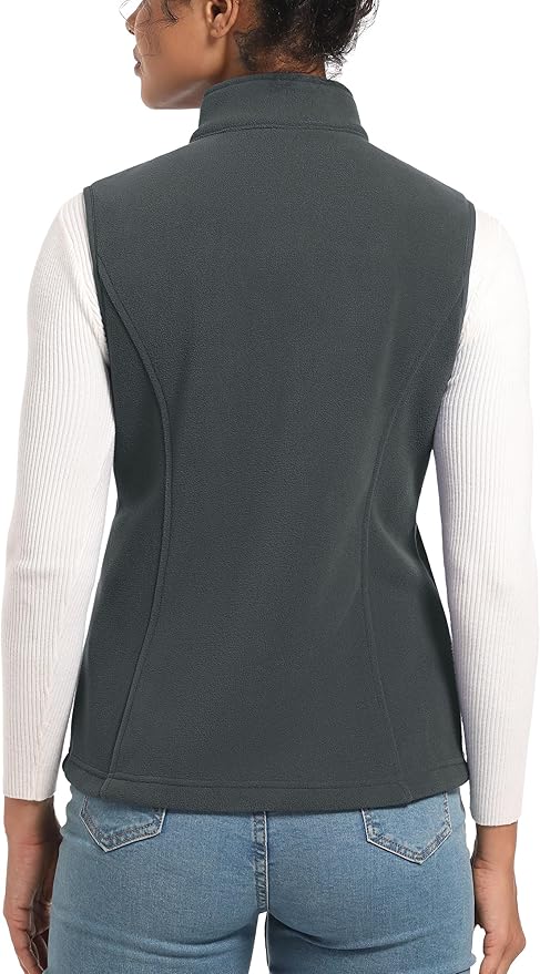 TACVASEN Women's Fleece Vest Lightweight Warm Vests Outerwear Sleeveless Zip Jacket Fall Winter Soft Vest with Pockets