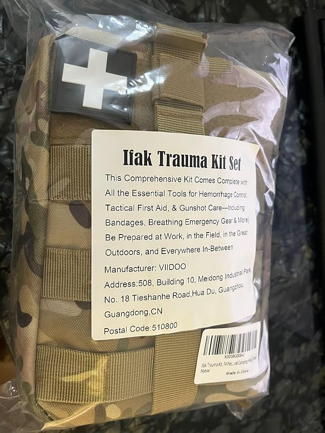 Ifak Trauma Kit, 74 Piece Upgrade Tactical First Aid Supplies, Molle Ifak Pouch Rip Away Refill Supplies for Survival Camping Hiking Travel