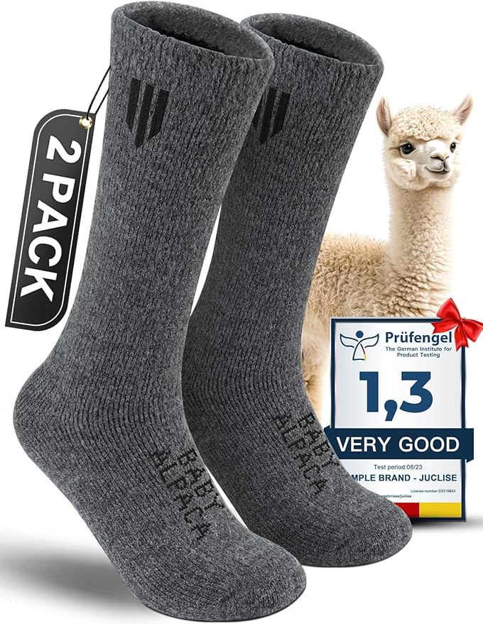 Alpaca Wool Boot Socks Men and Women, Heavyweight Thick Thermal Socks Cold Weather Hunting Hiking, Moisture Wicking