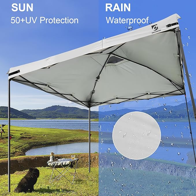 10x10 Pop Up Canopy Replacement Top Cover with Air Vent for Straight Leg Canopy Tent, Waterproof for Outdoor Garden Patio Camping Sun Shade(Top Only) (Grayish White, 1)