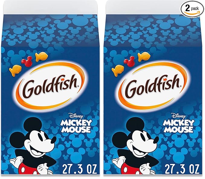 Goldfish Disney Mickey Mouse Cheddar Crackers, Snack Crackers, 27.3 oz carton (Pack of 2)