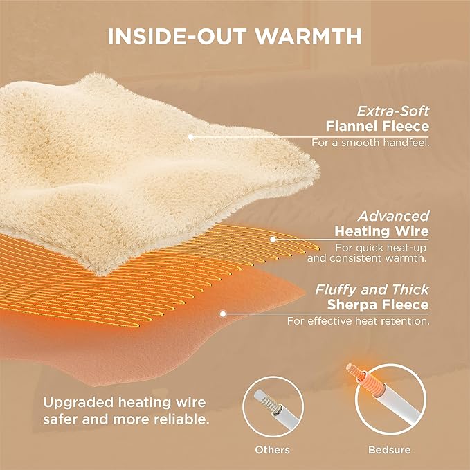 Bedsure Electric Blanket King Size - Dual Control Heated Blanket King Size, Fast Heating with 10 Time Settings & 10 Heat Settings, Warm Gift for Grandma (100x90 inches, Grey)