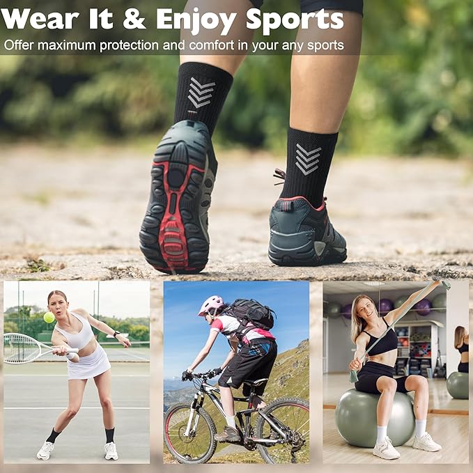 Crew Socks for Women,Athletic Hiking Running Compression Socks with Cushioned Support 3-6 Pairs
