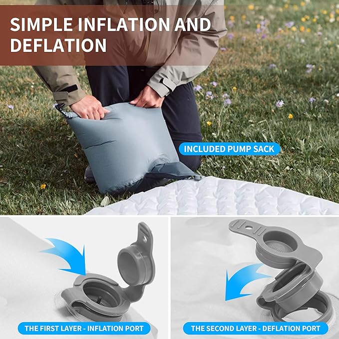 TENPLAY 4.7 Inch Thick Sleeping Pad with 7.2 R-Value, Ultralight and Portable Sleeping Mat with Pump Sack, Air Mattress for Camping