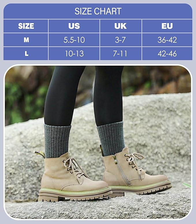 DYW Womens Merino Wool Hiking Socks Thermal Warm Winter Boot Crew Socks Cushion Work Walking Gift Socks 5 Pairs