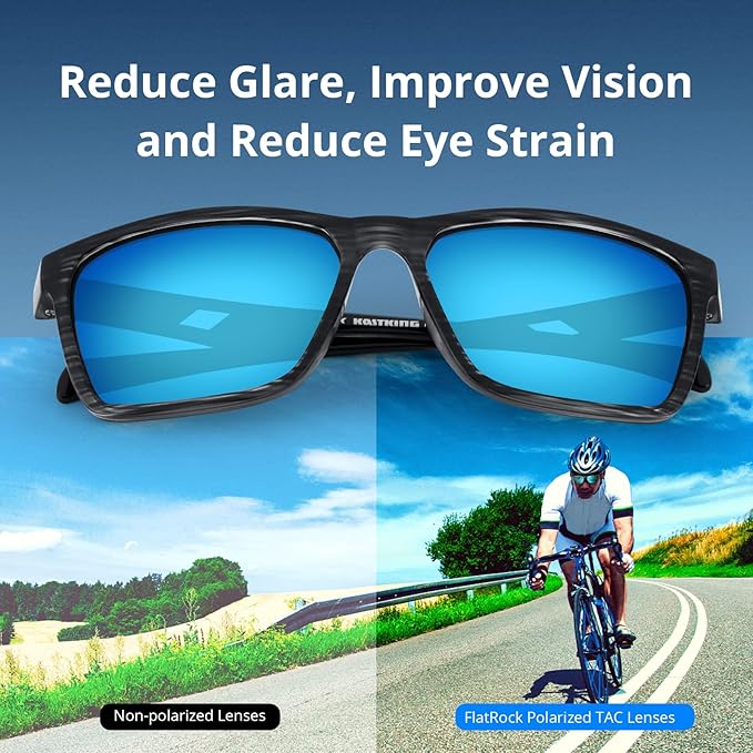 KastKing FlatRock Polarized Sport Sunglasses for Men and Women, Ideal for Driving Fishing Cycling Running, UV Protection