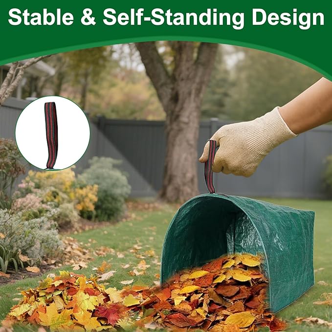 2PCS Reusable Yard Waste Bag - Collapsible Lawn Bags for Leaves, Lawn Trash, Camping, Parties & Laundry, Standable Garden Debris Bag with Gloves