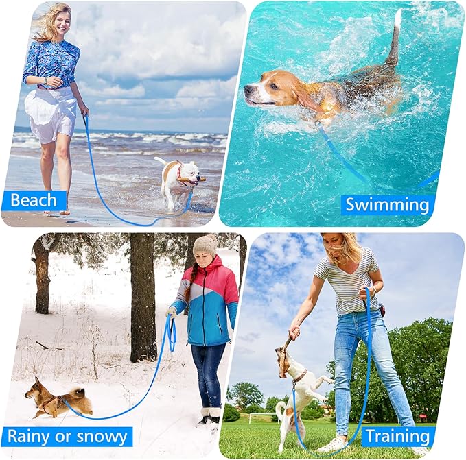 XiaZ 6FT Waterproof Dog Leash, Training Line Lead for Large Medium Small Dogs Outside Walking, Playing, Camping, or Yard (6FT, Blue)