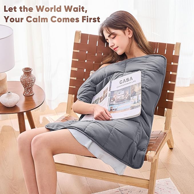Weighted Lap Blanket for Adults 5lbs, 29"x33" Cooling Heavy Blanket, Portable Travel Weighted Blankets, Soft Small Blankets for Sleeping, Grey