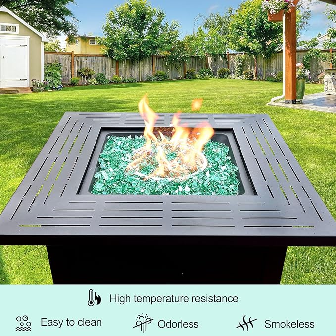 20 Pounds Fire Glass 1/2 Inch High Reflective Tempered Firepit Glass Rocks for Fireplace, Fire Pit Table, Fire Bowl and Landscaping (Emerald Green)