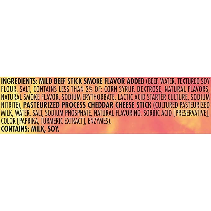 Slim Jim Beef 'N Cheese Smoked Meat Sticks, Mild Flavor, 8g Protein Per Serving, 1.5 oz. (18 Count)