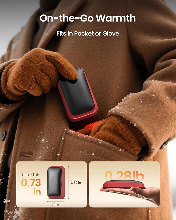 Gaiatop Electric Hand Warmers Rechargeable, Magnetic Pocket Hand Warmer 2-Pack, 3s Fast Heating, Fits in Gloves, for Winter Sports, Hunting Accessories, Stocking Stuffers Gifts for Men Women