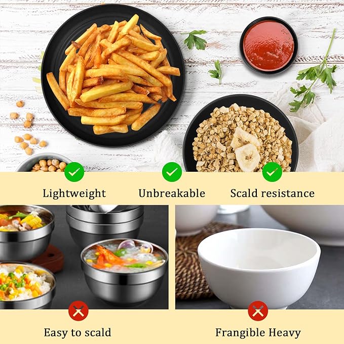 Wheat Straw Dishes Set 16 PCS, Service for 4,Unbreakable and Ruseable Plastic Dinnerware Sets,Dishwasher & Microwave Safe Plates Set for Kitchen,Camping,Dorm,Dessert Plates, Drinking Glasses(Black)