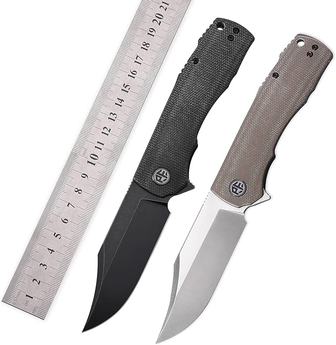 Petrified fish PFP03 Victor,3.58" K110 Satin Blade,140g Micarta Handel Flipper Liner lock Folding knife (Khaki Satin)