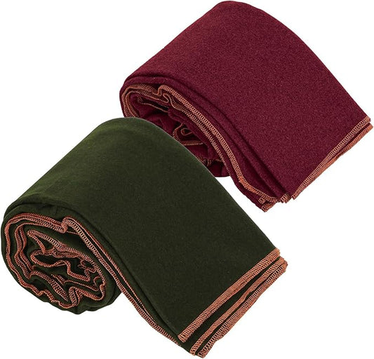Peryiter 2 Pcs Military Wool Blanket Large 64" x 88" Camping Blanket Survival 3.3 Lbs Each Thick Thermal Washable Emergency Blanket for Outdoors Sporting Events Survival Kits (Wine Red, Army Green)