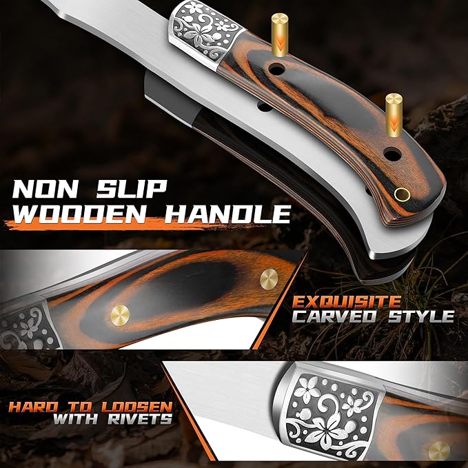 TIVOLI 12.2" Camping Axe, Flame - Patterned Survival Hatchet with Nylon Sheath, High Carbon Steel Blade & Comfortable Ergonomic Wood Grip, Outdoor Bushcraft Axe for Camping, Hiking, Chopping, Hunting