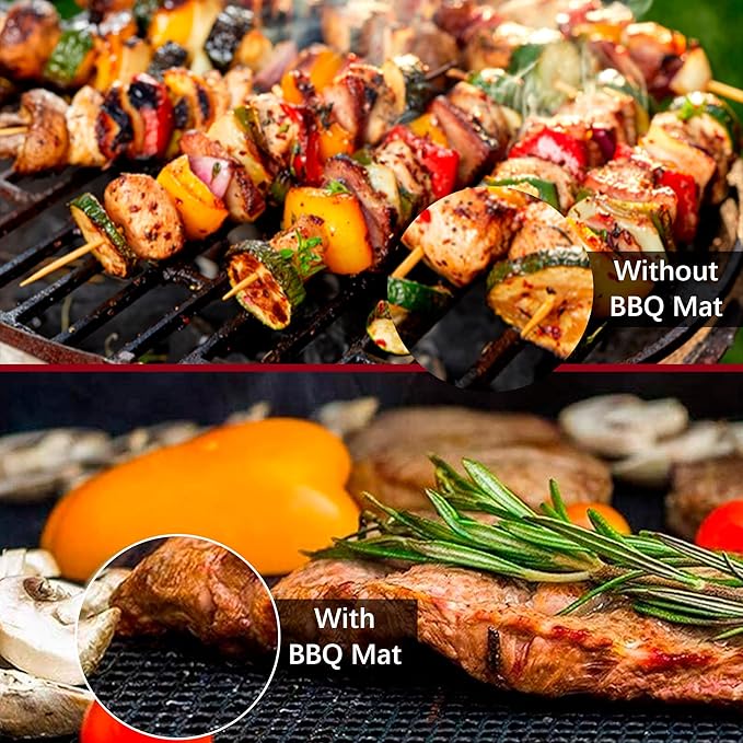 OSVINO Black Grill Mesh Mat 5 Pack Reusable Non-Stick BBQ Grill Mats 16"x12" Outdoor Barbecue Baking Accessories Works on Gas Charcoal Electric Grill for Grilling Meat, Fish, Steak, Vegetables