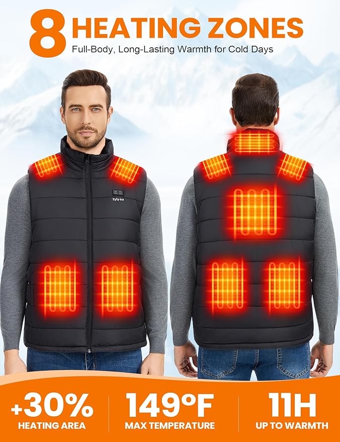Heated Vest for Men with 18400mAh 7.4V Battery, Rechargeable Electric Warming Vests, Lightweight Thermal Jacket