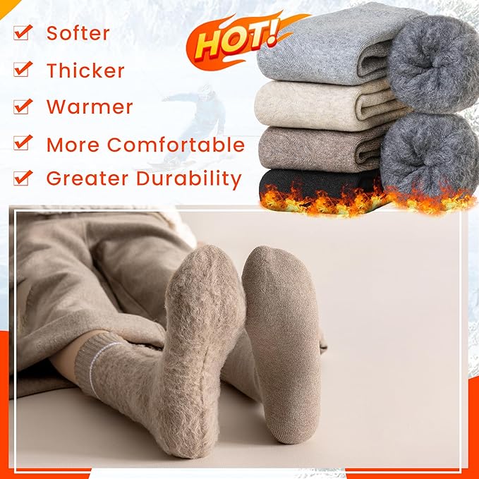 Velice Winter Warm Thermal Socks for Women Extra Thick Insulated Heated Crew Boot Socks for Cold Weather 5 Pairs