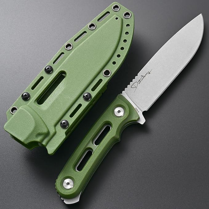 GTK4 Fixed Blade Knife AUS-8 Steel Blade Nylon Fiberglass Handle Full Tang EDC Tool Knifes for Outdoor Camping Survival Adventure(green)