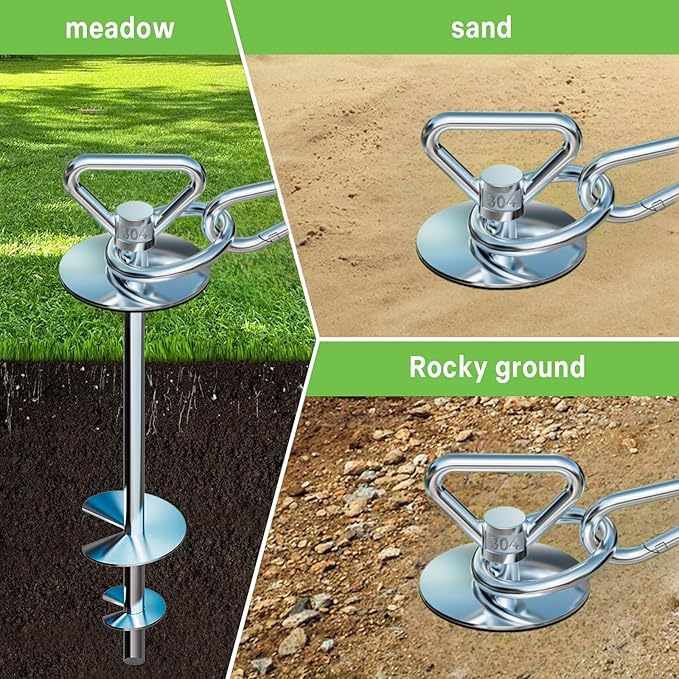 TOMBABY Heavy Duty Quality Dog Stake-Dog Tie Out Stake, Dog Stake Allows Dogs Up to 200 lbs, Dog Stakes for Outside Beach,Camping, Yard, 360° Swivel Dog Anchor | Use for Any Dog Tie Out Cable