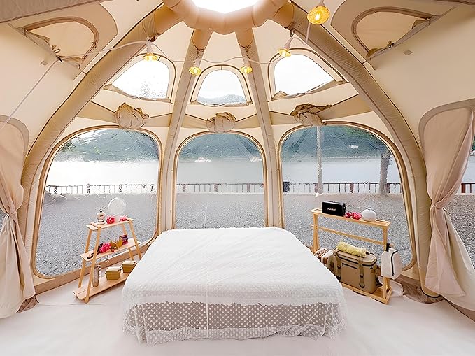 Coody | Rbm Outdoors Koala/Hub/Octopus Inflatable Tents for Camping with Stove Jack, 2/8/10 Person Luxury Canvas Blow Up Tent, 2 Room, Easy Setup Casa de Campaña, Large Inflatable House with Pump