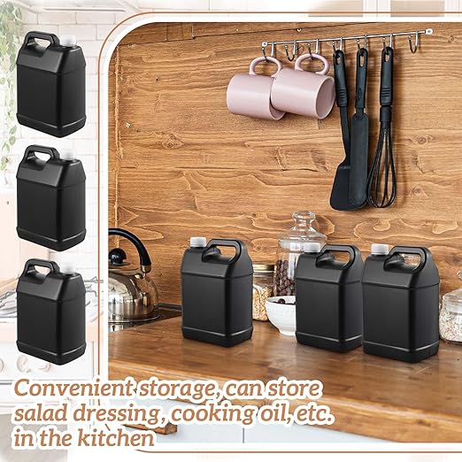3 Pcs 1 Gallon Plastic Jug with Lids Square Empty Storage Containers HDPE Carboy Plastic Jar Containers for Water Beverage Oil Liquids (Black)