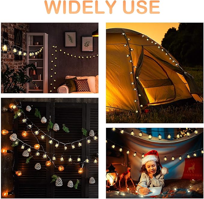 AceList Camping Lantern String Light 30 LED Camping Lights Battery and USB Operated, Happy Camper Mini Kerosene Lamp Perfect for Camping Decorations, Party, Classroom, Christmas and Travel